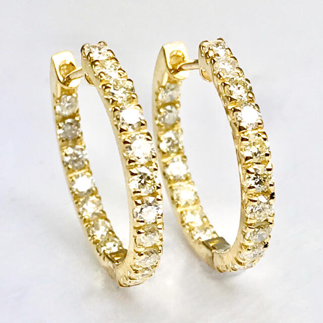 計1.00ct 天然ダイヤモンド K18 中折れ式エタニティフープピアス | www