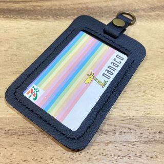 本革IDカードケース 黒 選べるステッチ ハンドメイド(雑貨)