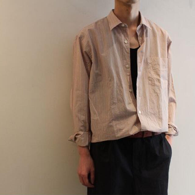 18ss comoli ピンクストライプシャツ