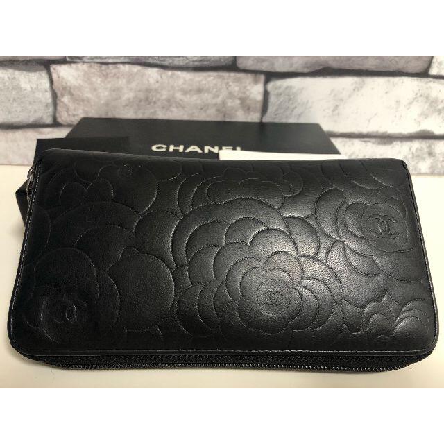 CHANEL(シャネル)のともちゃん様専用【正規品】美品　シャネル　ブラック　カメリア　長財布 レディースのファッション小物(財布)の商品写真