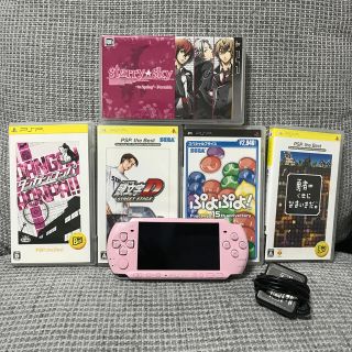 プレイステーションポータブル(PlayStation Portable)のPSP3000 ブロッサムピンク　美品　ソフト5本(携帯用ゲーム機本体)