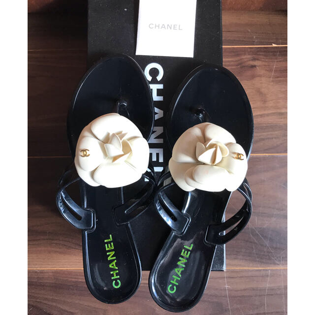 Chanel シャネル カメリア ラバーサンダル 37 充実の品 5364円引き