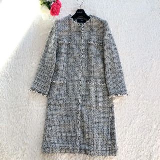 マックスマーラ(Max Mara)の極美品‼️【マックスマーラ　ウィークエンド】ツイードロングジャケットコート黒白(ロングコート)