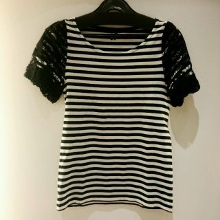 ルカ(LUCA)の袖レース♡ボーダーカットソー(Tシャツ(半袖/袖なし))