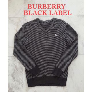 バーバリーブラックレーベル(BURBERRY BLACK LABEL)の【バーバリーブラックレーベル】ニット/ボーダー/サイズ2/Mサイズ/グレー×黒(ニット/セーター)