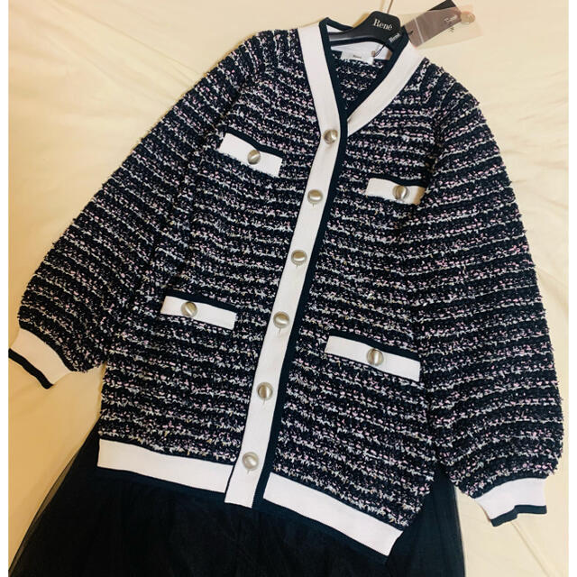 国内正規品 新品タグ 未着 Rene ルネ ツイード パール カーディガン