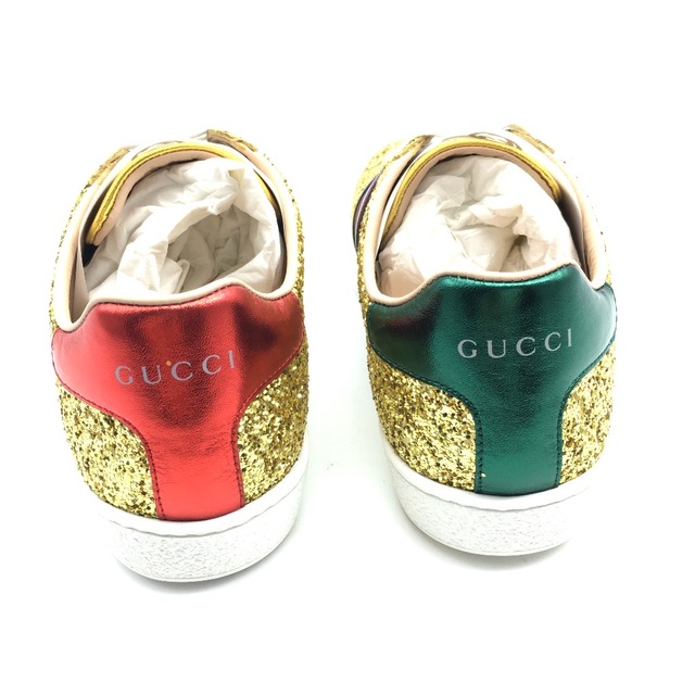 Gucci(グッチ)のグッチ GUCCI 475610 シェリーライン  スニーカー グリッターキャンバス ゴールド系 未使用 レディースの靴/シューズ(スニーカー)の商品写真