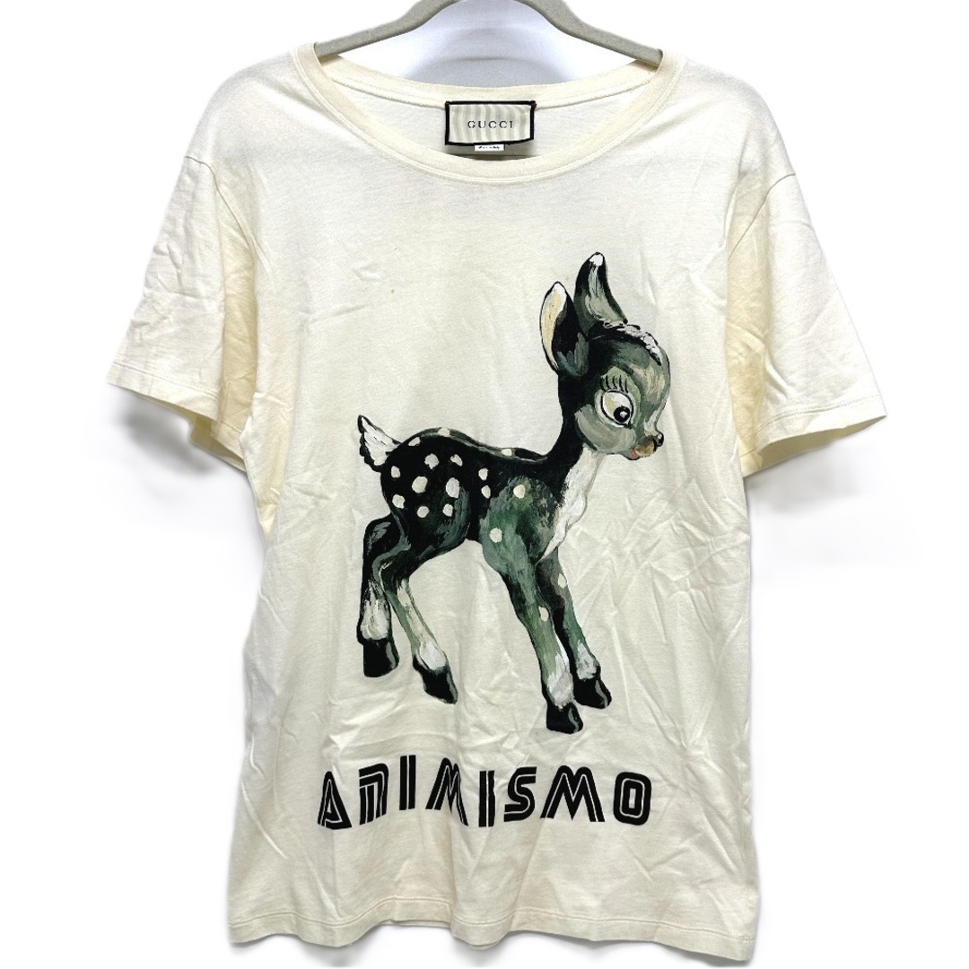 ネット販売 グッチ GUCCI バンビプリント 492347 ANIMISMO トップス 半袖Ｔシャツ コットン アイボリー系