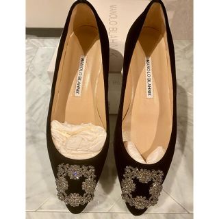 マノロブラニク(MANOLO BLAHNIK)のマノロブラニク　manolo blahnik　ハンギシブラックベロア　37(バレエシューズ)