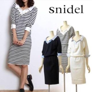 スナイデル(SNIDEL)のシャツ付きオフショルニットワンピース(ひざ丈ワンピース)