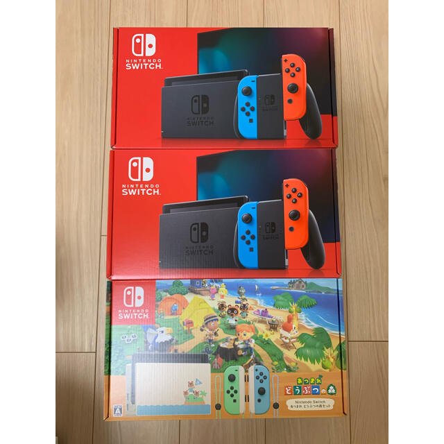 Nintendo Switch 本体 新型 ネオン×2台　どうぶつの森×1台