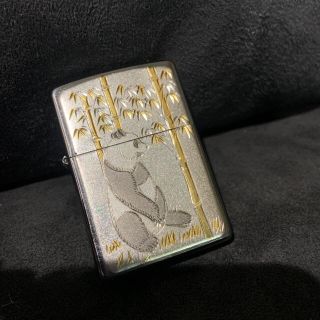 ジッポー(ZIPPO)のMetal plate 笹 パンダ zippo(タバコグッズ)