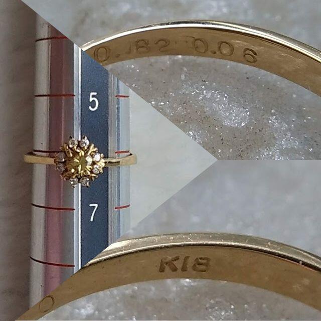 6.1号　K18　ゴールデンイエローダイヤリング　ソ付き レディースのアクセサリー(リング(指輪))の商品写真