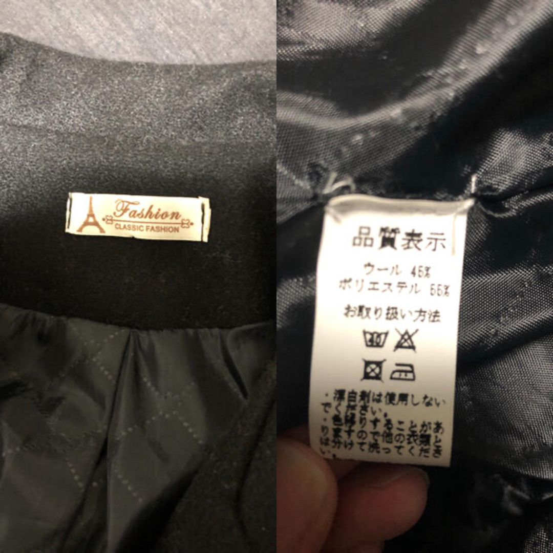 FASHIRU  woolオーバーコート　ブラック　wool混　チェスターコート レディースのジャケット/アウター(チェスターコート)の商品写真