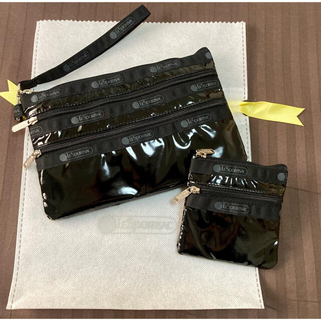 レスポートサック【新品未使用】ジップポーチセット ブラックパテント HT | フリマアプリ ラクマ ひとりっぷ✖️LeSportsac コラボ3zipポーチset ブラックパテント
