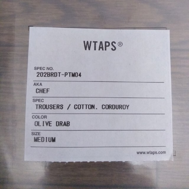 wtaps 20aw chef　Mサイズメンズ