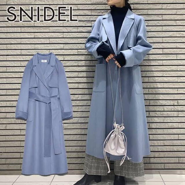 新しい季節 スナイデル うろこカシミアコート ライトブルー - ロング