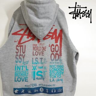 ステューシー(STUSSY)のSTUSSY ステューシー プルオーバー パーカー グレー USA製 古着 S(パーカー)