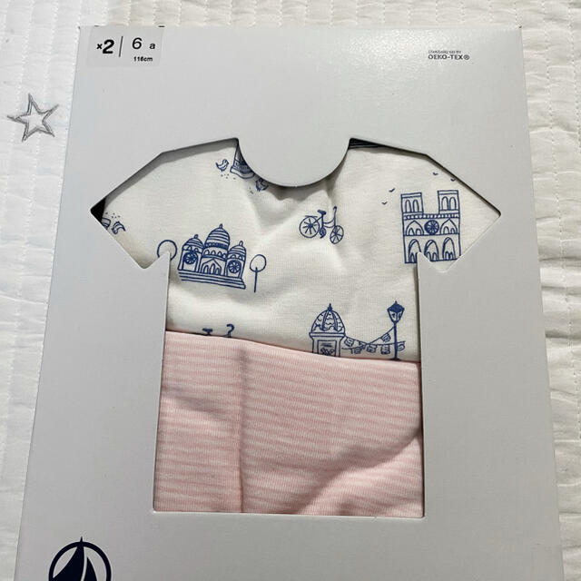 PETIT BATEAU(プチバトー)の新品未使用  プチバトー  半袖  Tシャツ  2枚組  6ans キッズ/ベビー/マタニティのキッズ服女の子用(90cm~)(Tシャツ/カットソー)の商品写真