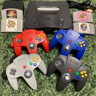 ニンテンドウ64(NINTENDO 64)のsetHN64 本体 コントローラ４個 動作確認済み　ニンテンドー64 スマブラ(家庭用ゲーム機本体)