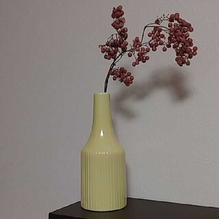 新品 フラワーベース 北欧 陶器 イエロー(花瓶)