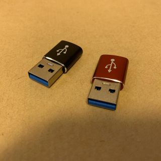 あっきー様専用　type-c USB変換 アダプタ　黒と赤セット(バッテリー/充電器)