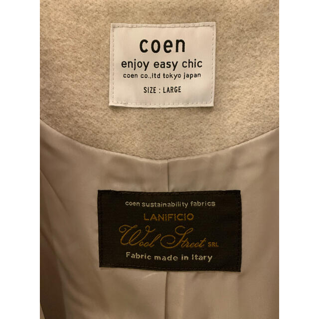 coen(コーエン)のcoen ノーカラーコート Lsize レディースのジャケット/アウター(ロングコート)の商品写真