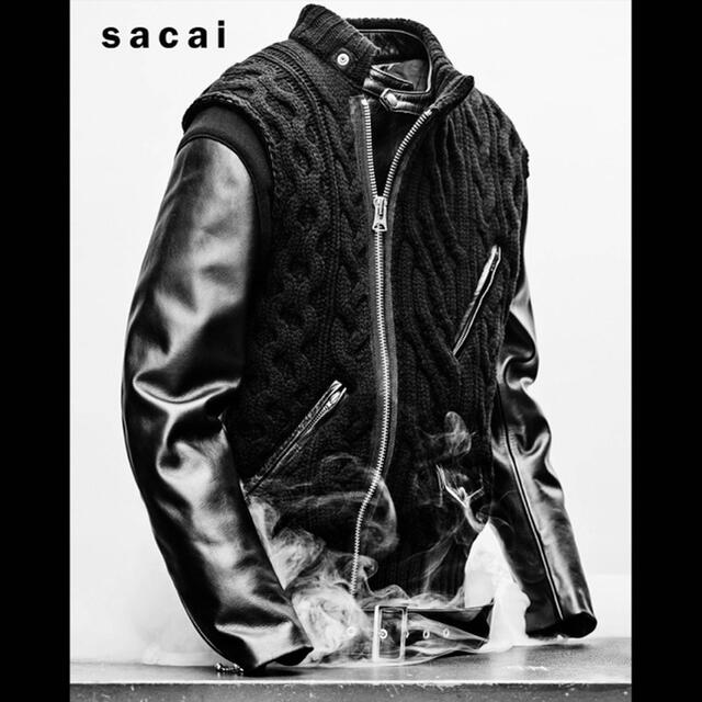 UNDERCOVER×sacai 30thコラボ　レザーダウン　ニット切り返し | フリマアプリ ラクマ