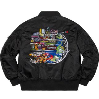 シュプリーム(Supreme)の希少　新品XL supreme globe MA-1 黒　シュプリーム　登坂(ブルゾン)