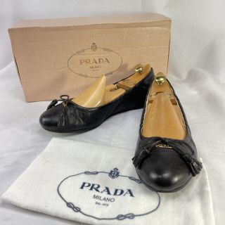 プラダ(PRADA)の専用【美品】PRADA プラダ リボン レザー バレエシューズ 約22.5cm(バレエシューズ)