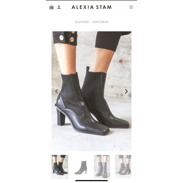 ALEXIA STAM(アリシアスタン)のSquare Toe Short Boots Black レディースの靴/シューズ(ブーツ)の商品写真