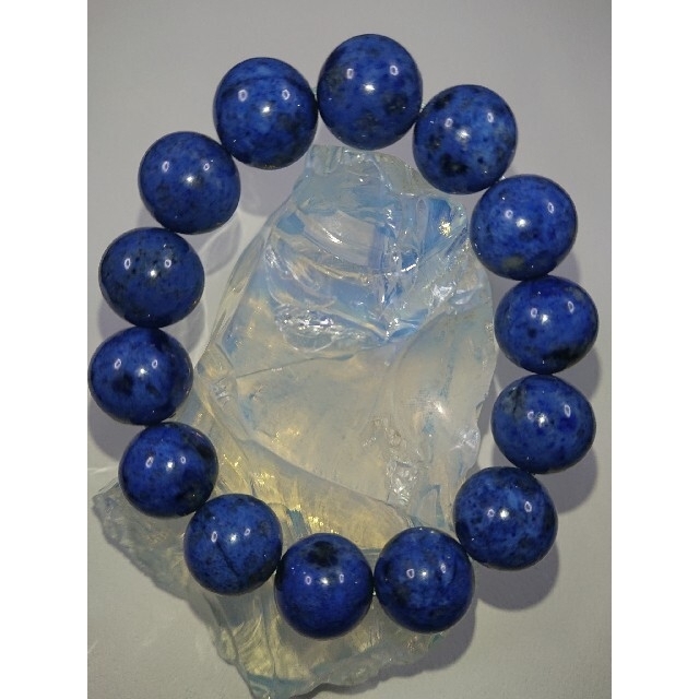 ◆高品質◆美麗◆濃青色◆極上◆ソーダーライト　大珠ブレスレット１５㎜×１４珠メンズ
