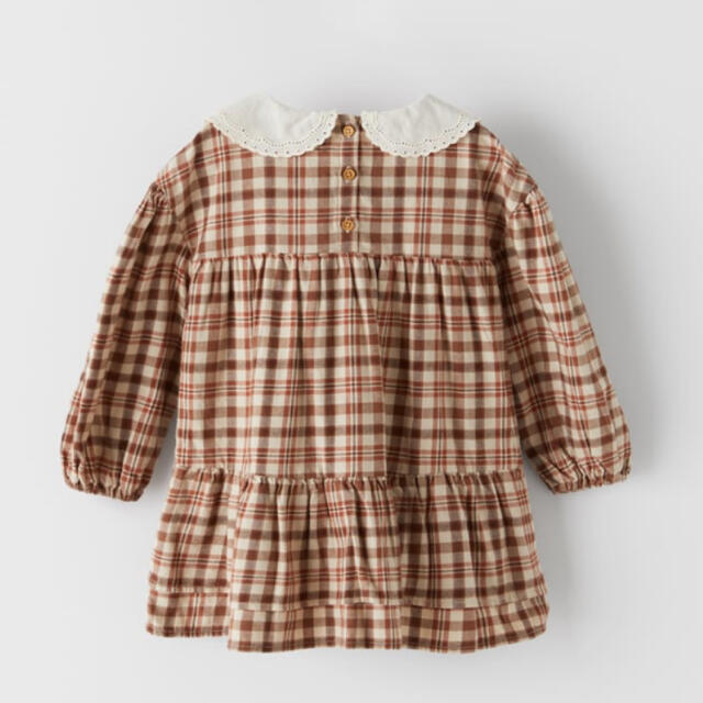 ZARA KIDS(ザラキッズ)の新品未使用✳︎zara kids 刺繍　チェックワンピース キッズ/ベビー/マタニティのキッズ服女の子用(90cm~)(ワンピース)の商品写真