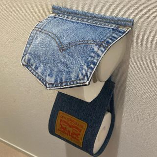 denim remake トイレットペーパーホルダーカバー　ハンドメイド(トイレ収納)