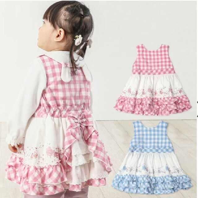 coeur a coeur(クーラクール)の新品　クーラクール　ギンガムワンピ　ピンク　90 キッズ/ベビー/マタニティのキッズ服女の子用(90cm~)(ワンピース)の商品写真