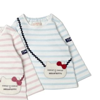 クーラクール(coeur a coeur)の新品　クーラクール　キティコラボ　長袖Tシャツ　サックス　100(Tシャツ/カットソー)