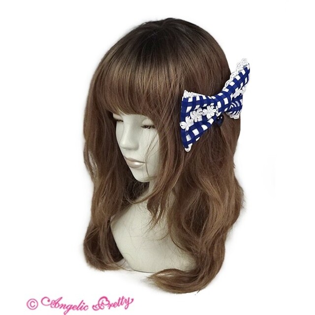 Angelic Pretty(アンジェリックプリティー)のHummingギンガムバレッタ レディースのヘアアクセサリー(バレッタ/ヘアクリップ)の商品写真