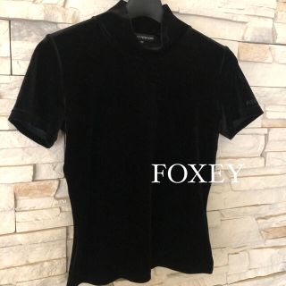 フォクシー(FOXEY)のフォクシー　ベロアハイネックプルオーバー　トップス　40(カットソー(長袖/七分))