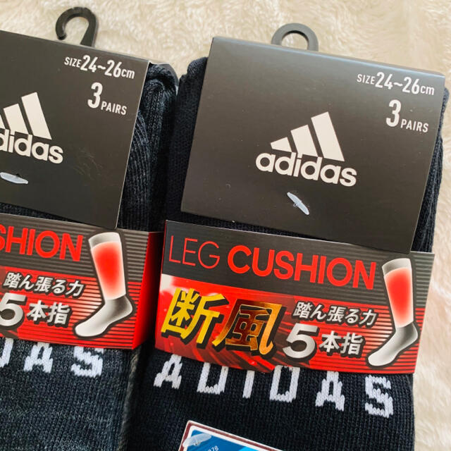 adidas(アディダス)のアディダス　5本指ソックス　福助 靴下　黒　グレー　まとめ売り　6足セット レディースのレッグウェア(ソックス)の商品写真