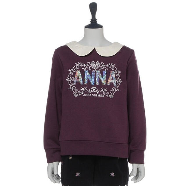 ANNA SUI mini(アナスイミニ)の新品　アナスイミニ  衿つきスパンコールロゴトレーナー　150 キッズ/ベビー/マタニティのキッズ服女の子用(90cm~)(Tシャツ/カットソー)の商品写真