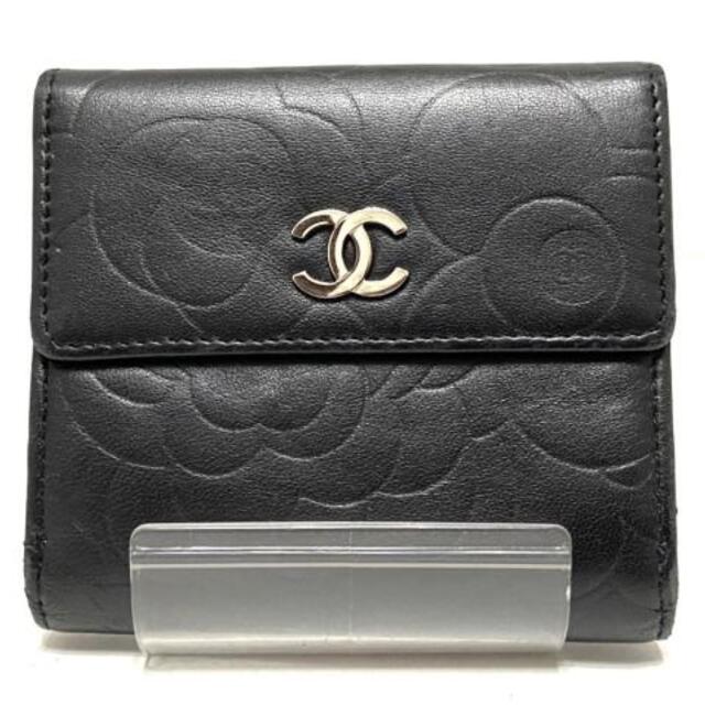 CHANEL(シャネル) Wホック財布 カメリア 黒カード入れ⇒6箇所