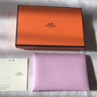 エルメス(Hermes)の土日お値引き♡HERMESカルヴィ カードケース ♡モーブシルヴェスト(ピンク)(名刺入れ/定期入れ)