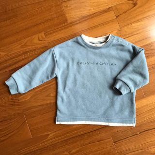 フタフタ(futafuta)のテータテート　水色刺繍入りトレーナー　95(Tシャツ/カットソー)