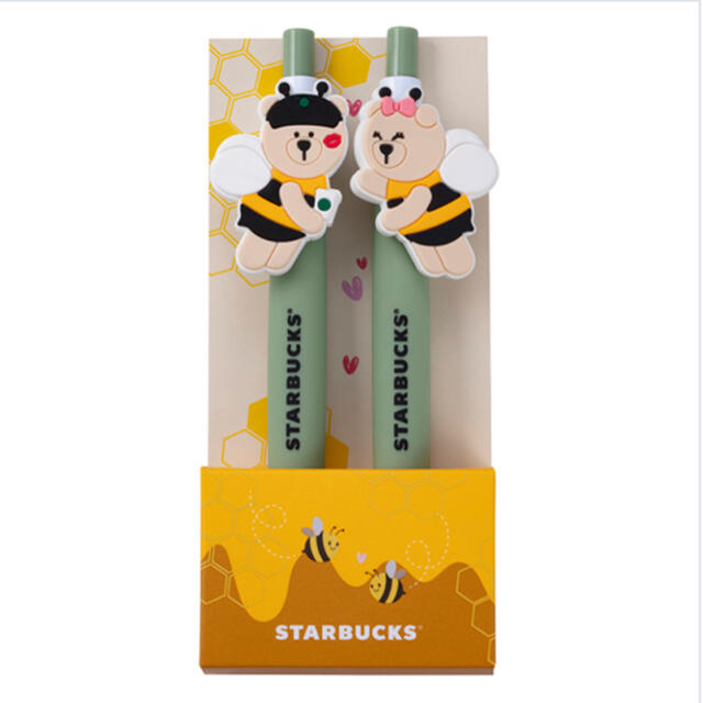 Starbucks Coffee(スターバックスコーヒー)の台湾 スターバックス  BEE MINE 21バレンタイン ベアリスタボールペン インテリア/住まい/日用品の文房具(ペン/マーカー)の商品写真