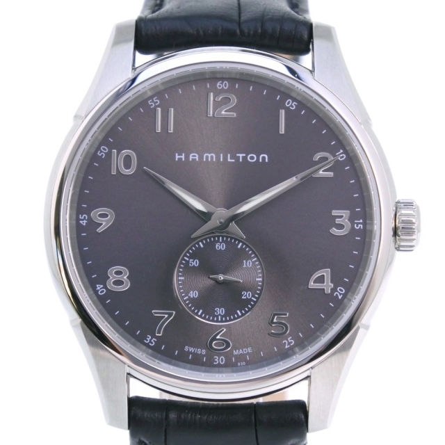 Hamilton - 【HAMILTON】ハミルトン ジャズマスター シンライン H384110 ステンレススチール×レザー シルバー クオーツ メンズ グレー文字盤 腕時計