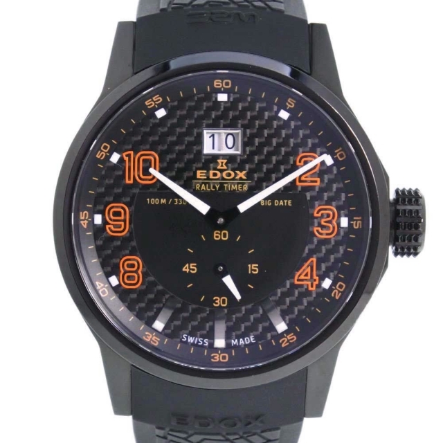 【EDOX】エドックス ラリータイマー 64008-37N-NOR ステンレススチール×ラバー オレンジ クオーツ メンズ 黒文字盤 腕時計約17225cmバンド幅