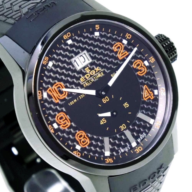 EDOX(エドックス)の【EDOX】エドックス ラリータイマー 64008-37N-NOR ステンレススチール×ラバー オレンジ クオーツ メンズ 黒文字盤 腕時計 メンズの時計(腕時計(アナログ))の商品写真