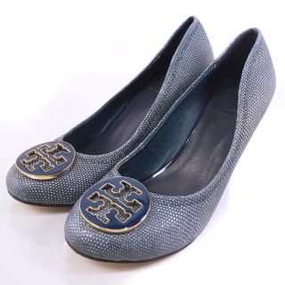 トリーバーチ(Tory Burch)のトリーバーチ      キャンバス レザー    ブルー 39(ハイヒール/パンプス)