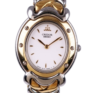 セイコー(SEIKO)の【SEIKO】セイコー クレドール 1E70-3A80 ゴールド＆スチール ゴールド クオーツ レディース 白文字盤 腕時計(腕時計)