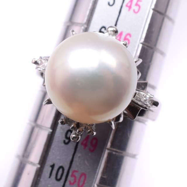 パール ダイヤモンド Pt900プラチナ×真珠 7号 レディース リング・指輪 4